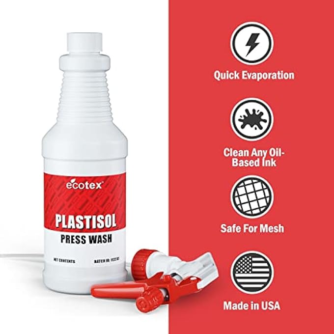 ECOTEX بلاستيسول غسيل الصحافة (ربع - 32 أونصة) - منظف ومزيل دهون لآلة الطباعة بالشاشة - إزالة لون حبر الطباعة بالشاشة - Image 2